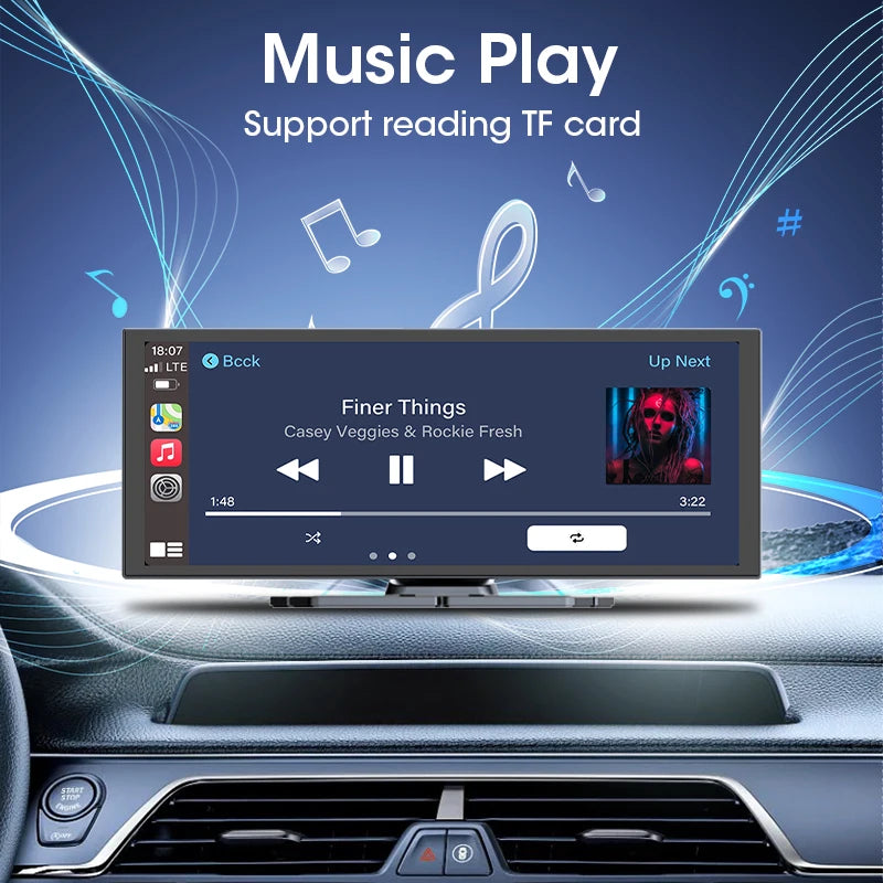 11.26 inch 4K Wireless CarPlay and Android Auto Portable Dash Cam Car Screen 5G WIFI & Navigation