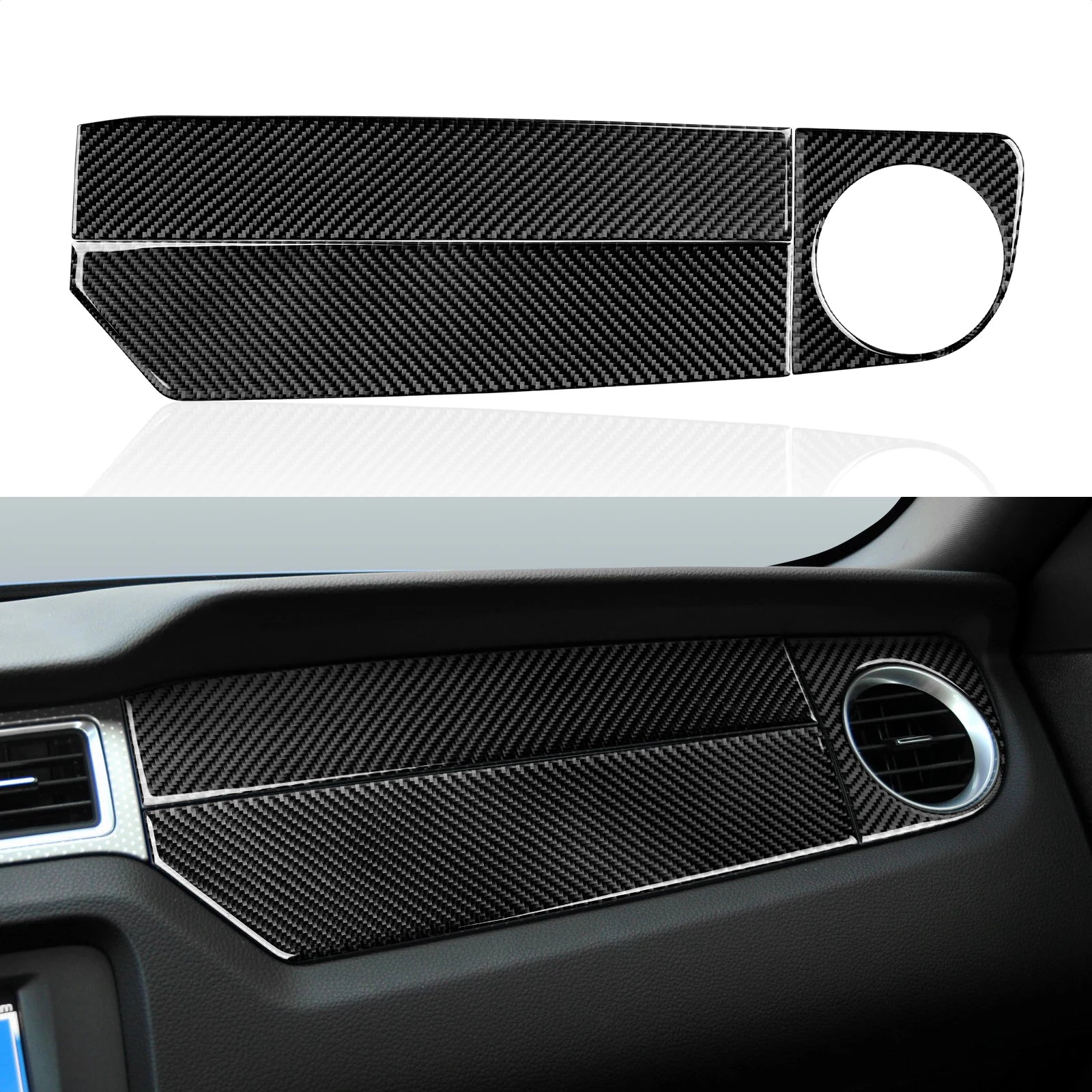 For Ford Mustang GT Shelby (2010-2014) Carbon Fiber Center Console Gear Shift Panel Steering Wheel Trim