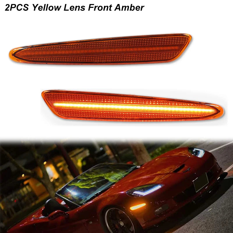 Amber Red or White LED Light Front Rear Bumper  Fender Light For Chevy Corvette C6 2005-2013