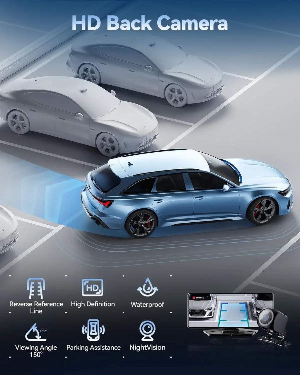 Carplay 8.1" Portable Touch Screen Car Stereo with Android + Dash Cam
