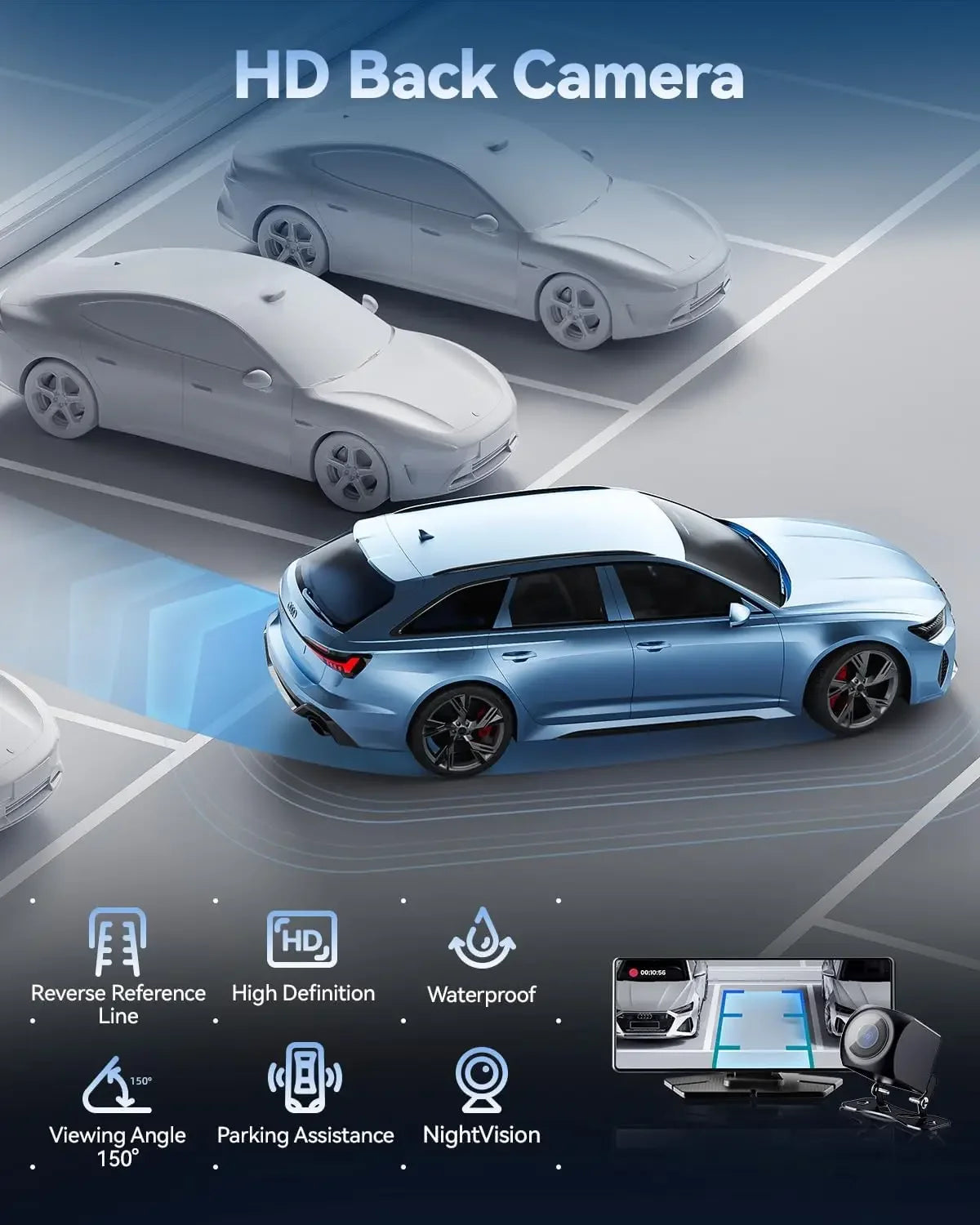 Carplay 8.1" Portable Touch Screen Car Stereo with Android + Dash Cam