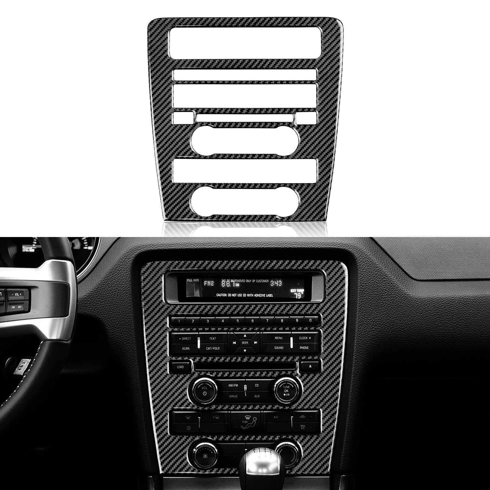 For Ford Mustang GT Shelby (2010-2014) Carbon Fiber Center Console Gear Shift Panel Steering Wheel Trim