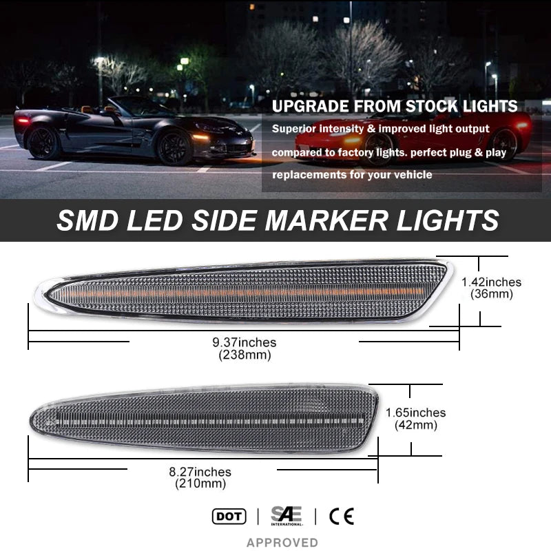 Amber Red or White LED Light Front Rear Bumper  Fender Light For Chevy Corvette C6 2005-2013