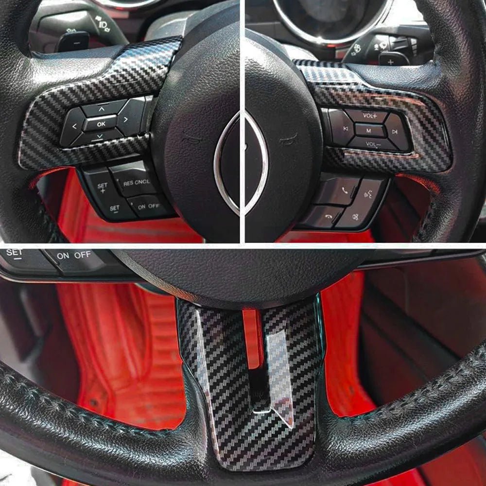 Ford Mustang 2015-2023 Steering Wheel Button Frame Cover Trim Interior Car Accessories