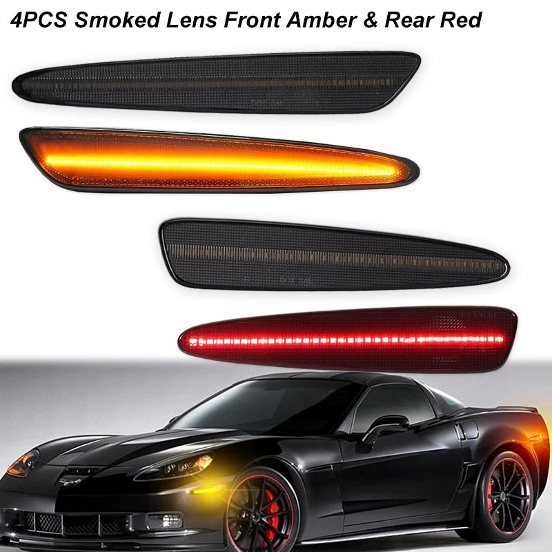 Amber Red or White LED Light Front Rear Bumper  Fender Light For Chevy Corvette C6 2005-2013