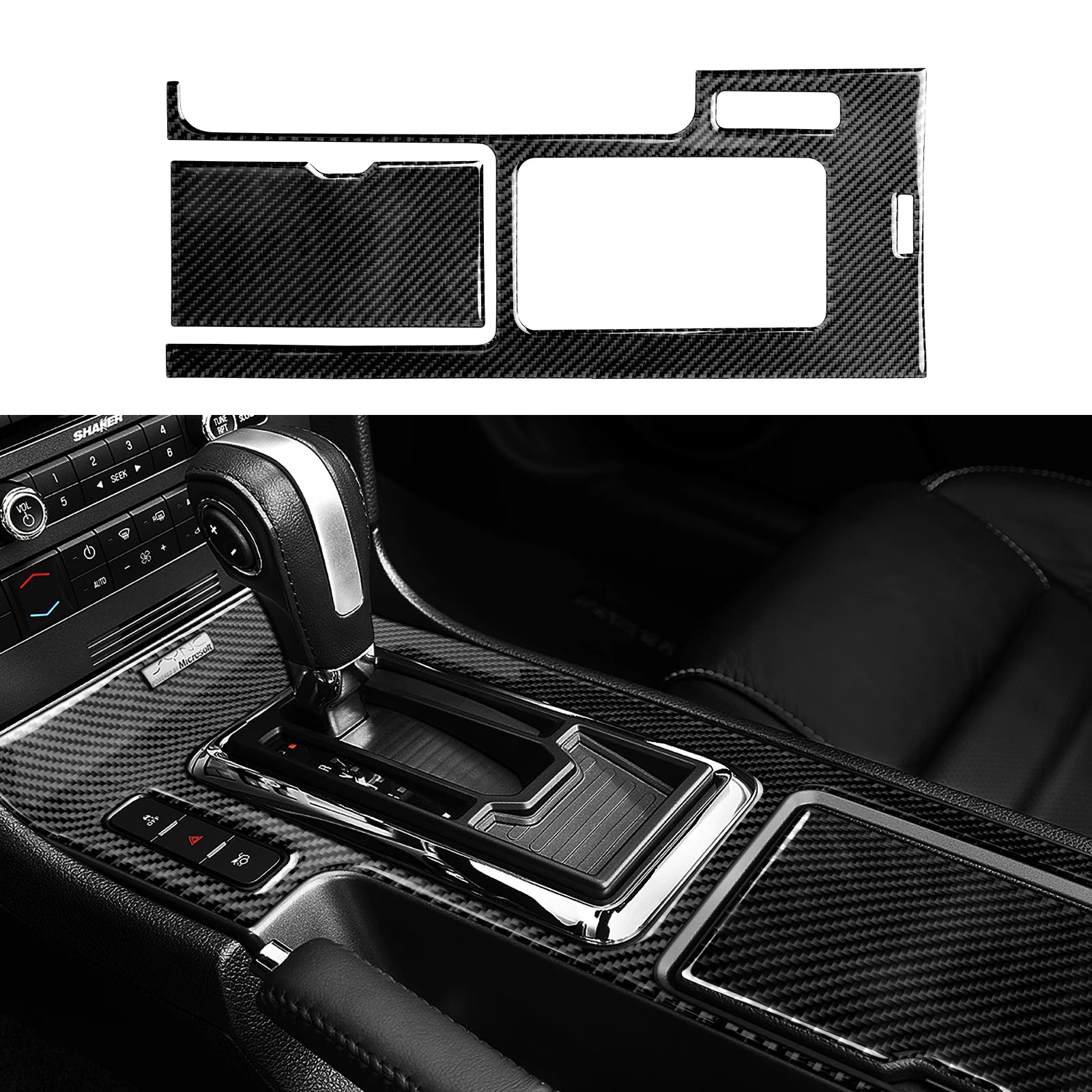 For Ford Mustang GT Shelby (2010-2014) Carbon Fiber Center Console Gear Shift Panel Steering Wheel Trim